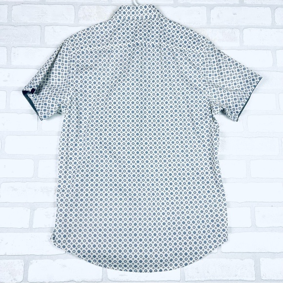 Adam Levine Collection Collared Button-up Shirt, White & Blue, Size Small - Picture 11 of 11